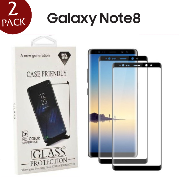 [2 Pack] Edge Glue Full Covered Tempered Glass Compatible with Samsung Note Series ( Case Friendly )