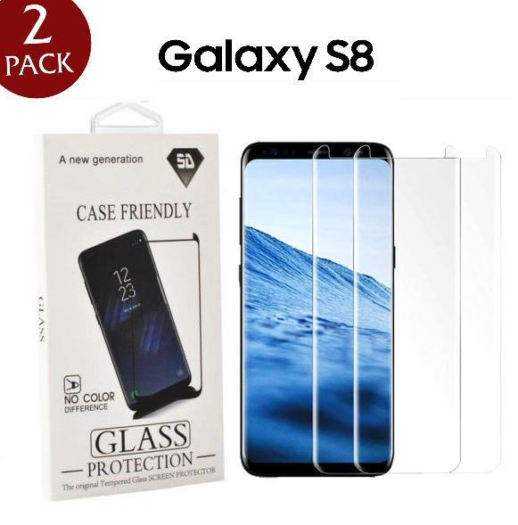 [2 Pack] 5D Curved Edge Glue Full Cover Tempered Glass Compatible With Samsung S Series (Case Friendly)