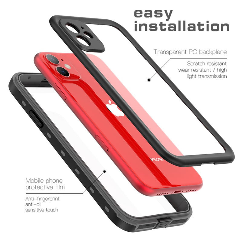 Waterproof Slim Life Proof Case for iPhone 11 With Built-in Screen Protector - Black