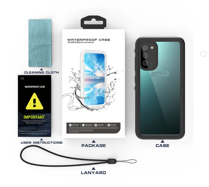Waterproof Slim Life Proof Case for Samsung S20 Built-in Screen Protector Shockproof Dustproof Heavy Duty Full Body Protective Case