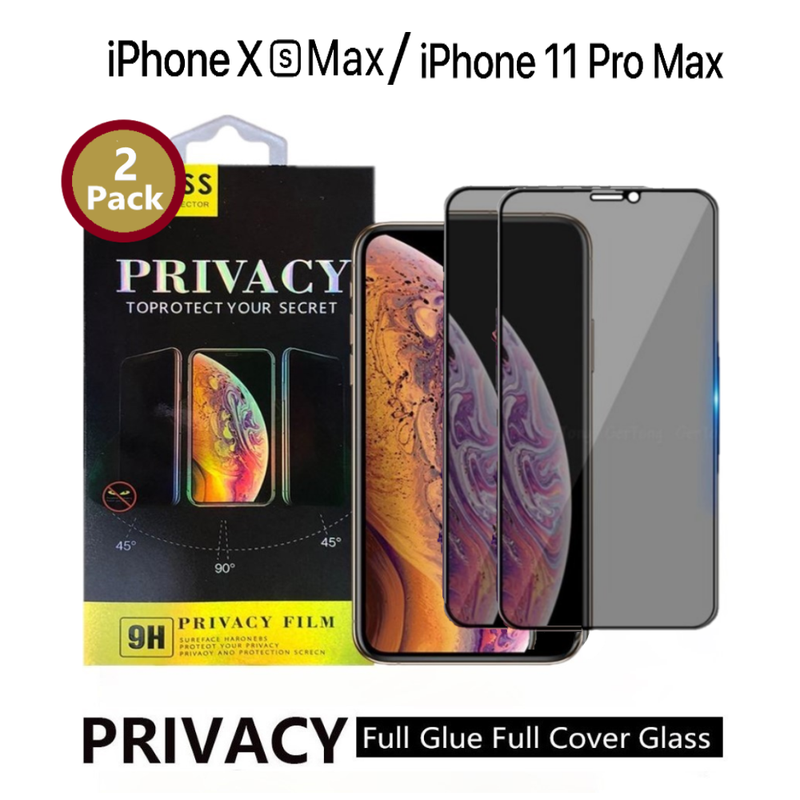 [2 Pack] Privacy 5D Full Cover/ Full Glue Tempered Glass Screen Protector Compatible with iPhone