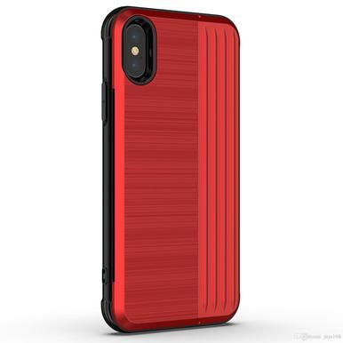 Shield Case For IPhone XR Cover Card Holder Hard PC Soft Silicone Fitted Cases, Red