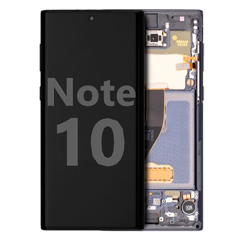 Black, Refurbished OLED Screen and Digitizer Assembly W/Frame for Samsung Galaxy Note 10