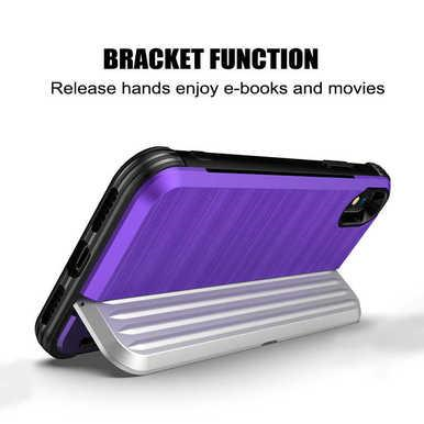 Shield Case For IPhone XR Cover Card Holder Hard PC Soft Silicone Fitted Cases, Red