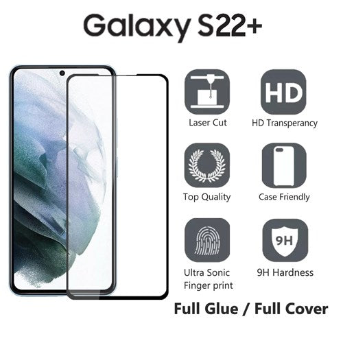 [2 Pack]Samsung S22 Plus Tempered Glass Full Glue Full Covered ( Case Friendly )