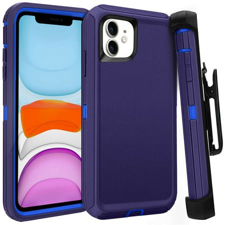 Defender Shock Proof Rubber Phone Case with Holster Heavy Duty Compatible with Apple iPhone 12 /  12 Pro