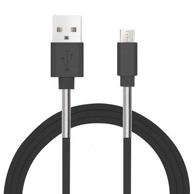Retractable Spring Micro USB Charging Cable (Black)