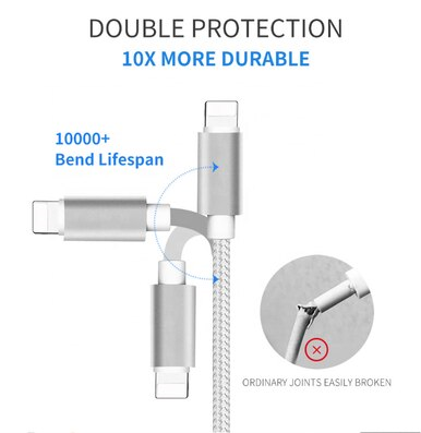 Gold, 6 Ft USB Charging Sync Data Lightning Cable With Retail Packing