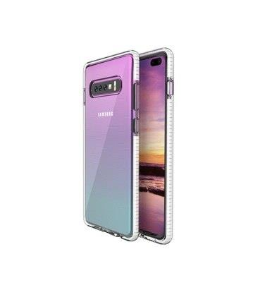 Two Anti Color Clear TPU Cell Phone Case Hybrid Armor Shockproof Cover Soft Case for Samsung S10, white