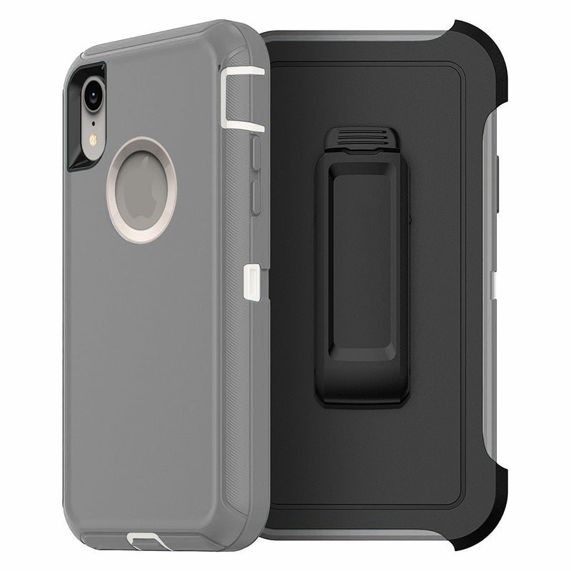 Defender Phone Case Shock Proof Rubber Case with Holster Heavy Duty Compatible with Apple iPhone XR