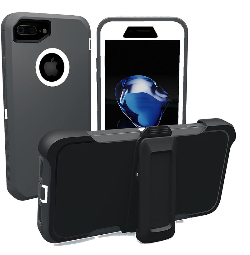 Defender Phone Case Shock Proof Rubber Case with Holster Heavy Duty Compatible with Apple iPhone 7 Plus/ Apple iPhone 8 Plus
