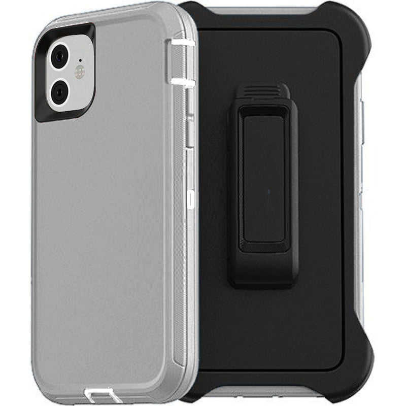 Defender Shock Proof Rubber Phone Case with Holster Heavy Duty Compatible with Apple iPhone 12 /  12 Pro