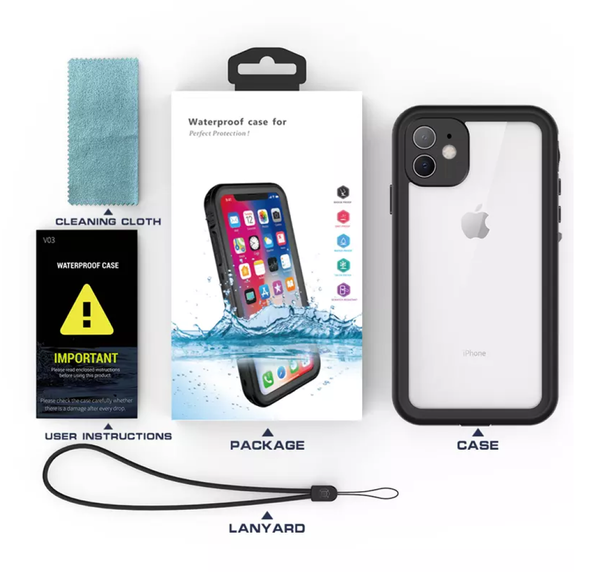 Waterproof Slim Life Proof Case for iPhone 11 With Built-in Screen Protector - Black