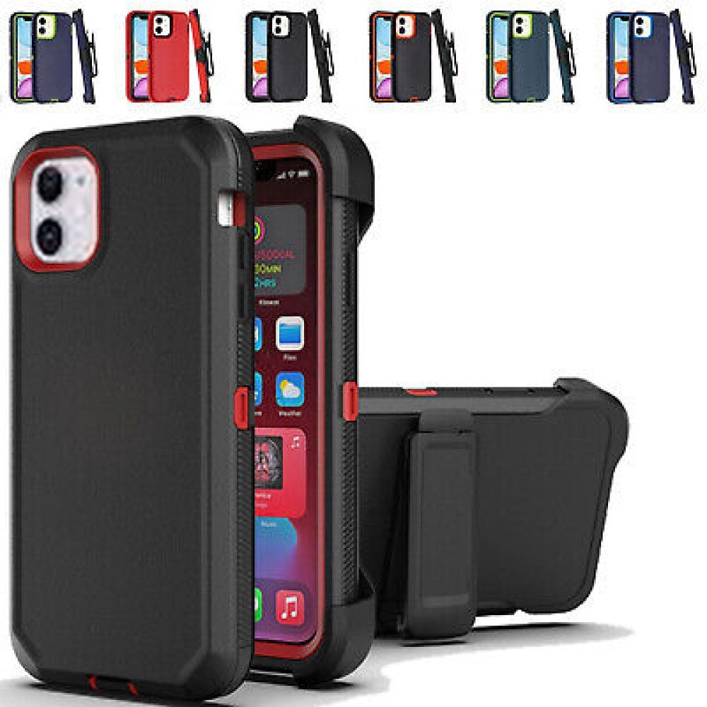 Defender Phone Case Shock Proof Rubber Case with Holster Heavy Duty Compatible with Apple iPhone 12 Mini