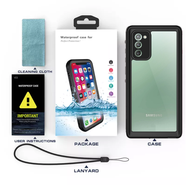 Waterproof Slim Life Proof Case for Samsung Note 20 Built-in Screen Protector Shockproof Dustproof Heavy Duty Full Body Protective Case