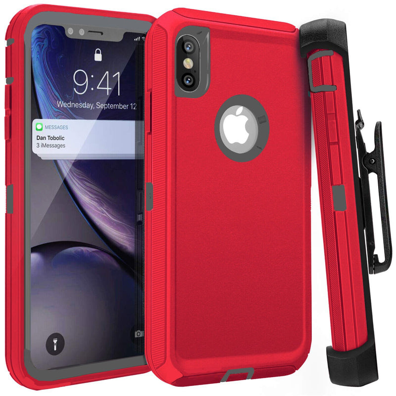 Defender Shock Proof Rubber Phone Case with Holster Heavy Duty Compatible with Apple iPhone XS Max