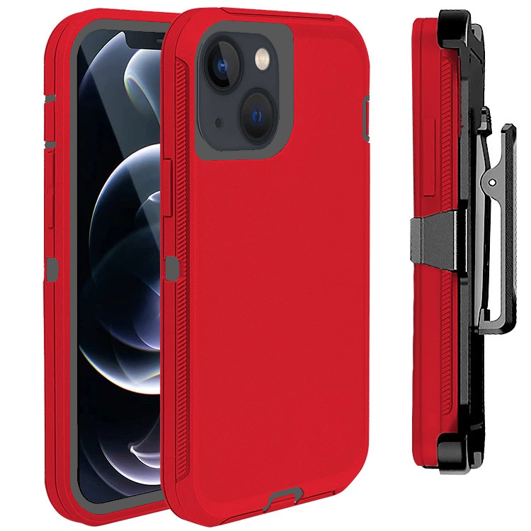 Defender Phone Case Shock Proof Rubber Case with Holster Heavy Duty Compatible with Apple iPhone 14