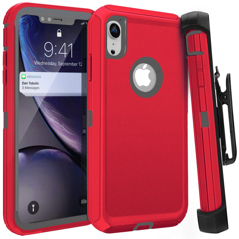 Defender Phone Case Shock Proof Rubber Case with Holster Heavy Duty Compatible with Apple iPhone XR