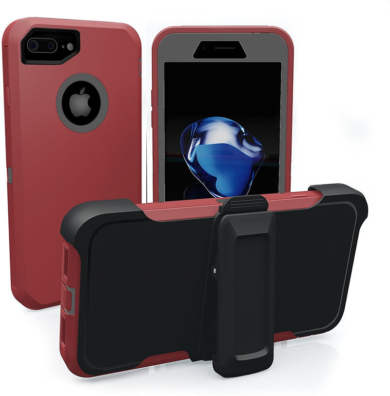Defender Phone Case Shock Proof Rubber Case with Holster Heavy Duty Compatible with Apple iPhone 7 Plus/ Apple iPhone 8 Plus