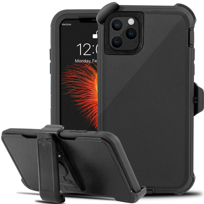 Defender Shock Proof Rubber Phone Case with Holster Heavy Duty Compatible with Apple iPhone 11 Pro Max