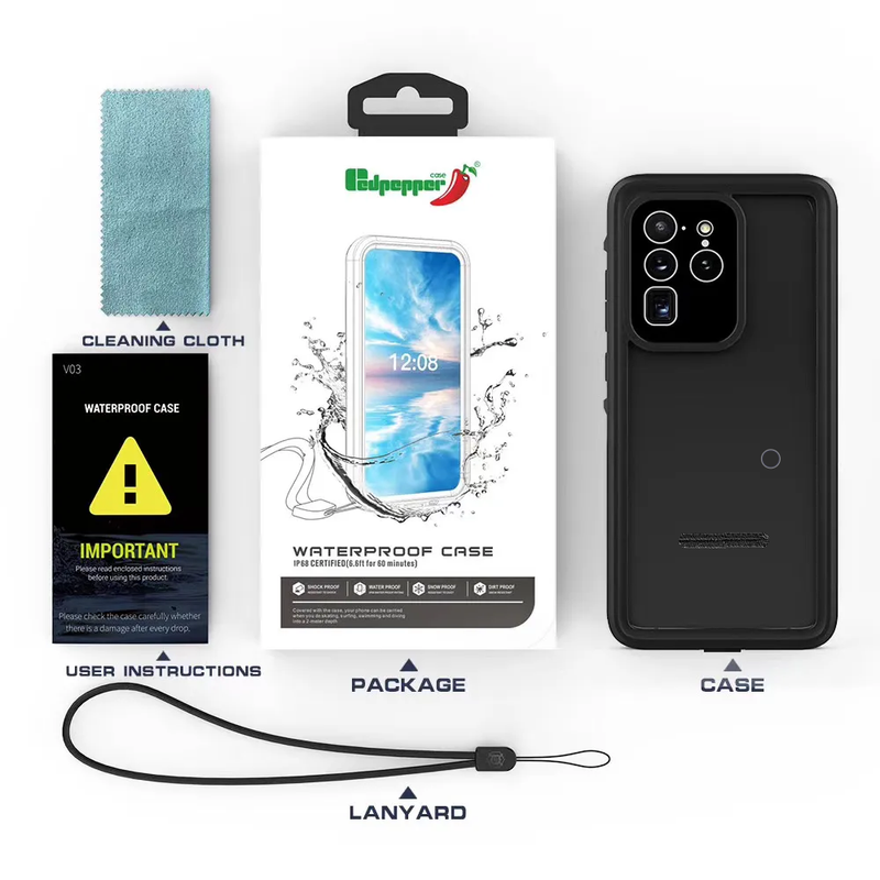 Waterproof Slim Life Proof Case for Samsung S20 Ultra Built-in Screen Protector Shockproof Dustproof Heavy Duty Full Body Protective Case