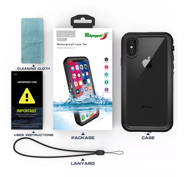 ( Black ) Waterproof Slim Life Proof Case for iPhone X/ iPhone XS Built-in Screen Protector Shockproof Dustproof Heavy Duty Full Body Protective Case